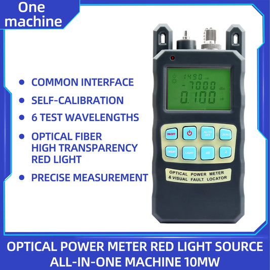 All-in-one Optical Fiber Cable Tester -70 to +10dBm 10mw Fiber Optical Power Meter 10km Cable Tester Tool Visual Fault Locator
