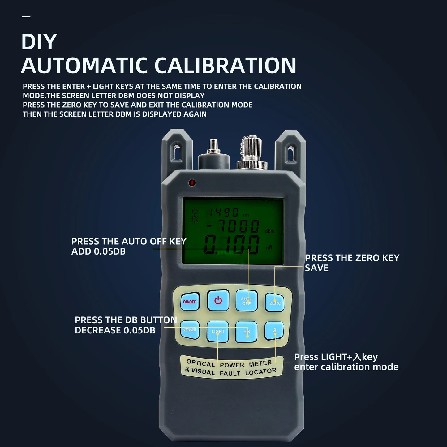 All-in-one Optical Fiber Cable Tester -70 to +10dBm 10mw Fiber Optical Power Meter 10km Cable Tester Tool Visual Fault Locator