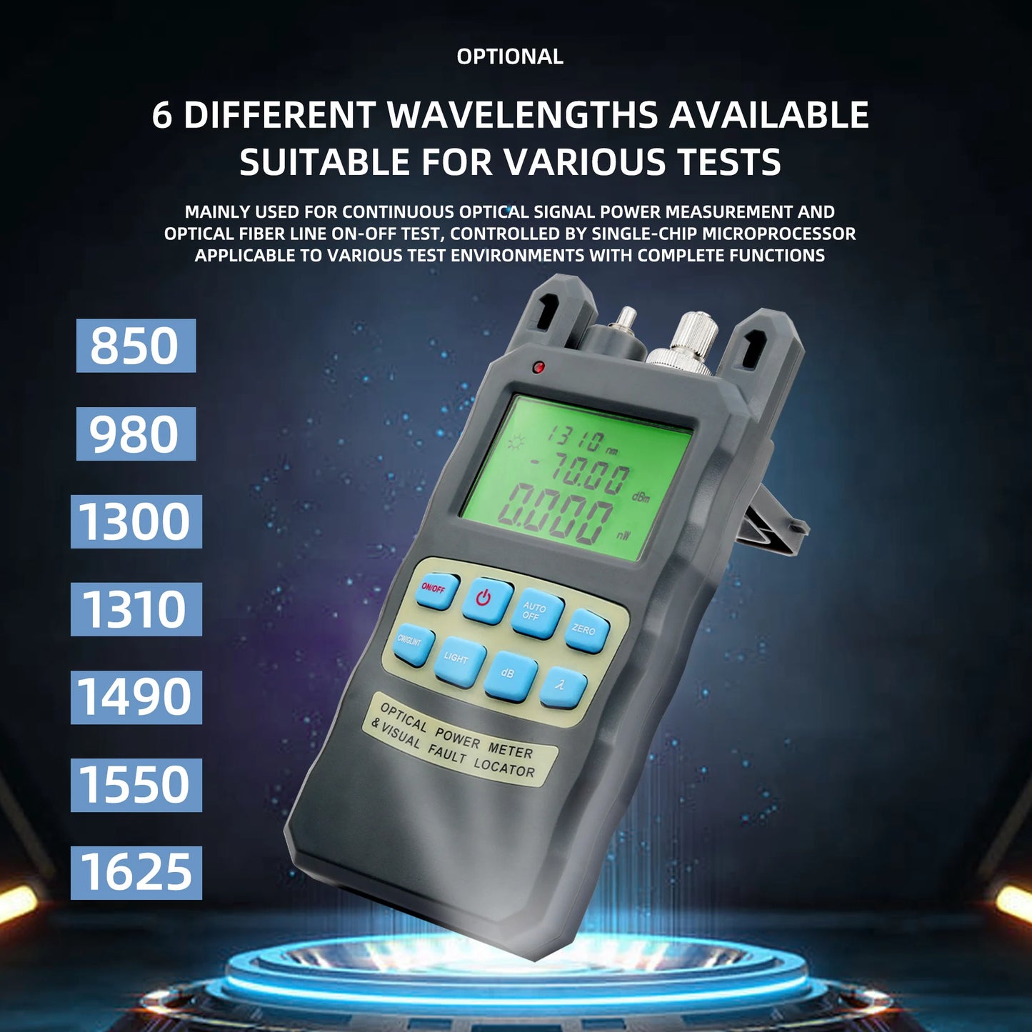 All-in-one Optical Fiber Cable Tester -70 to +10dBm 10mw Fiber Optical Power Meter 10km Cable Tester Tool Visual Fault Locator