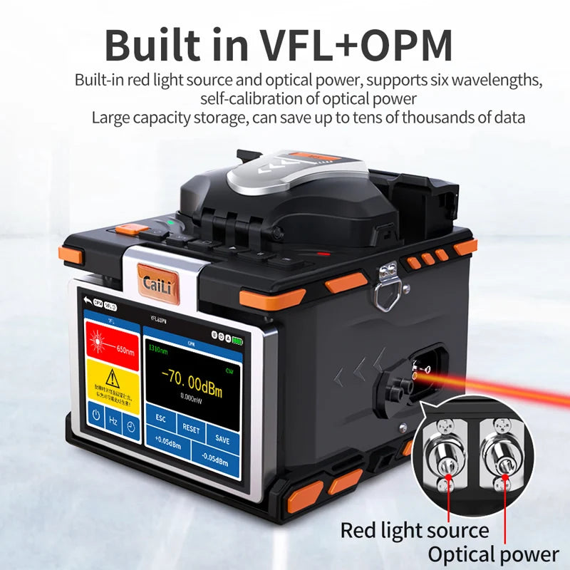 CaiLi S5 FTTH Optical fiber electric welding machine soudeuse fibre optique OPM+VFL Fiber Optical Fusion Splicer