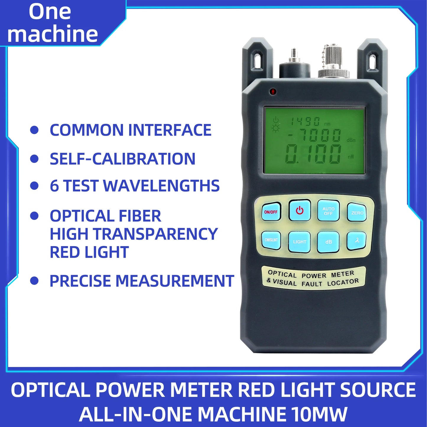 All-in-one Optical Fiber Cable Tester -70 to +10dBm 10mw Fiber Optical Power Meter 10km Cable Tester Tool Visual Fault Locator