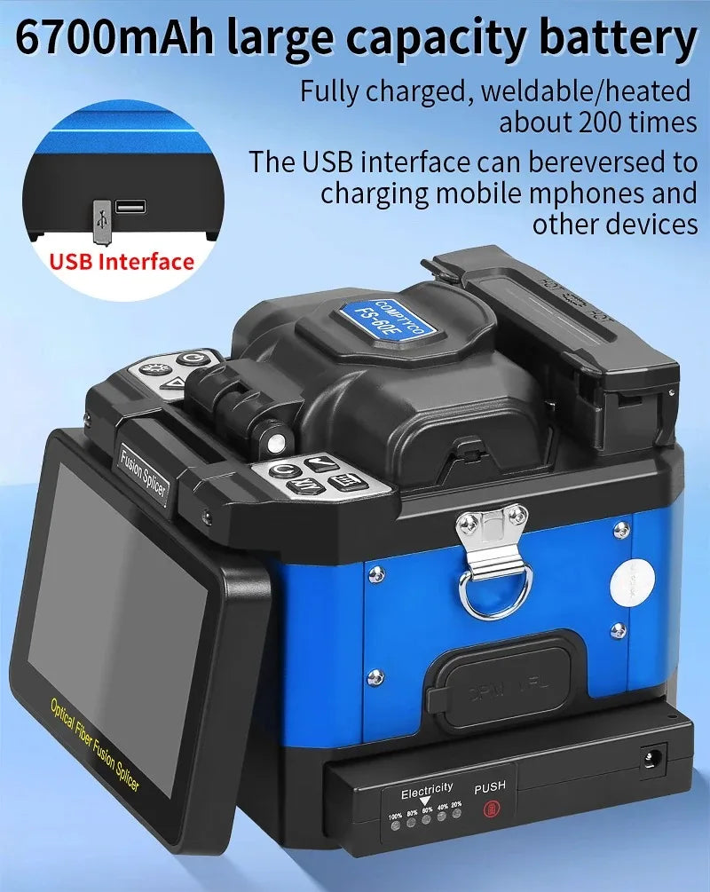 COMPTYCO FS-60E épisseuse de Fusion de fibres 6 moteurs Machine thermofusible de fibres optiques fonction OPM VFL intégrée avec kit d'outils de fibres optiques