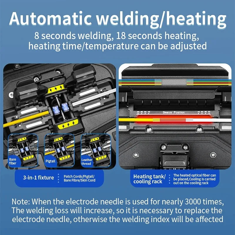 COMPTYCO FS-60E épisseuse de Fusion de fibres 6 moteurs Machine thermofusible de fibres optiques fonction OPM VFL intégrée avec kit d'outils de fibres optiques