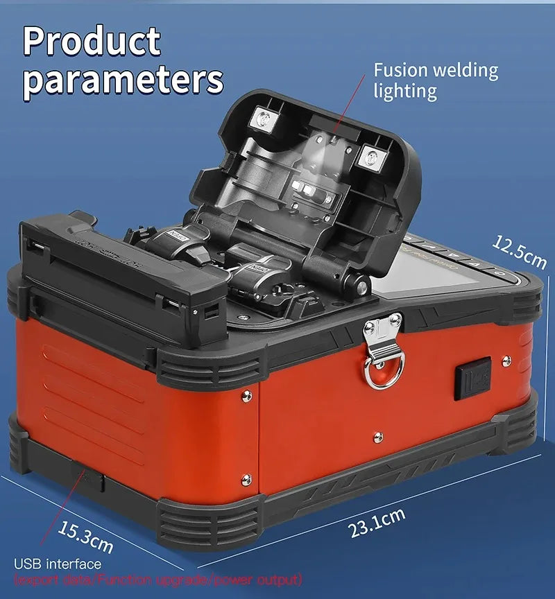 COMPTYCO A-5 épisseuse de Fusion de fibres optiques 6 moteurs multilingue SM MM noyau de fibres optiques Machine de soudage thermofusible construite dans VFL OPM
