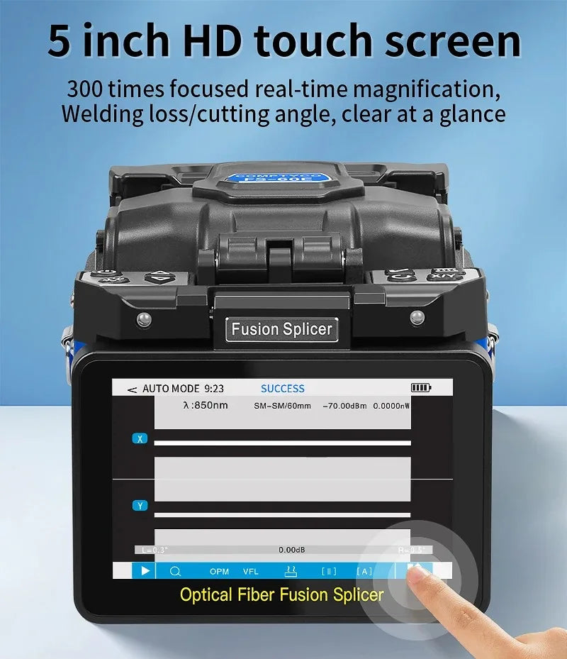 COMPTYCO FS-60E épisseuse de Fusion de fibres 6 moteurs Machine thermofusible de fibres optiques fonction OPM VFL intégrée avec kit d'outils de fibres optiques