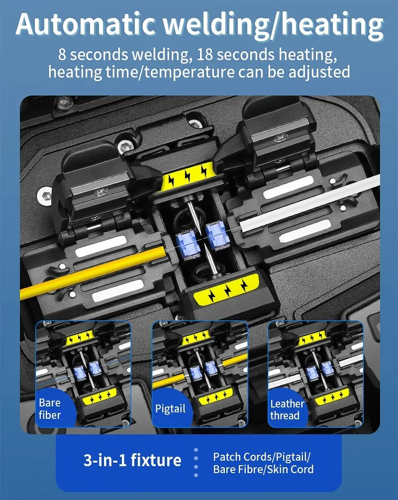 COMPTYCO FS-60E épisseuse de Fusion de fibres 6 moteurs Machine thermofusible de fibres optiques fonction OPM VFL intégrée avec kit d'outils de fibres optiques