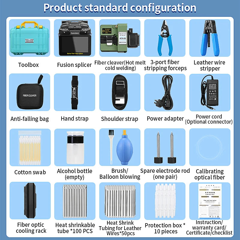 COMPTYCO FS-60E épisseuse de Fusion de fibres 6 moteurs Machine thermofusible de fibres optiques fonction OPM VFL intégrée avec kit d'outils de fibres optiques