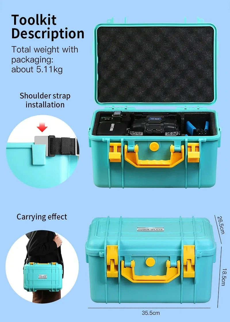 COMPTYCO FS-60E épisseuse de Fusion de fibres 6 moteurs Machine thermofusible de fibres optiques fonction OPM VFL intégrée avec kit d'outils de fibres optiques